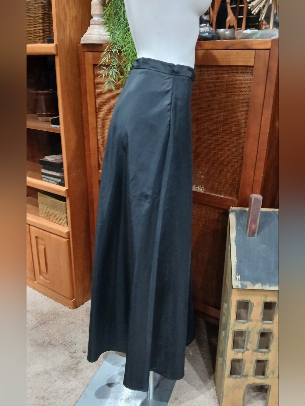 Classic Black Maxi Formal Women's Skirt A-Line Evening Event Size Small